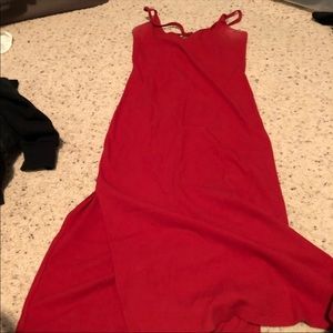 Red knee length tight dress